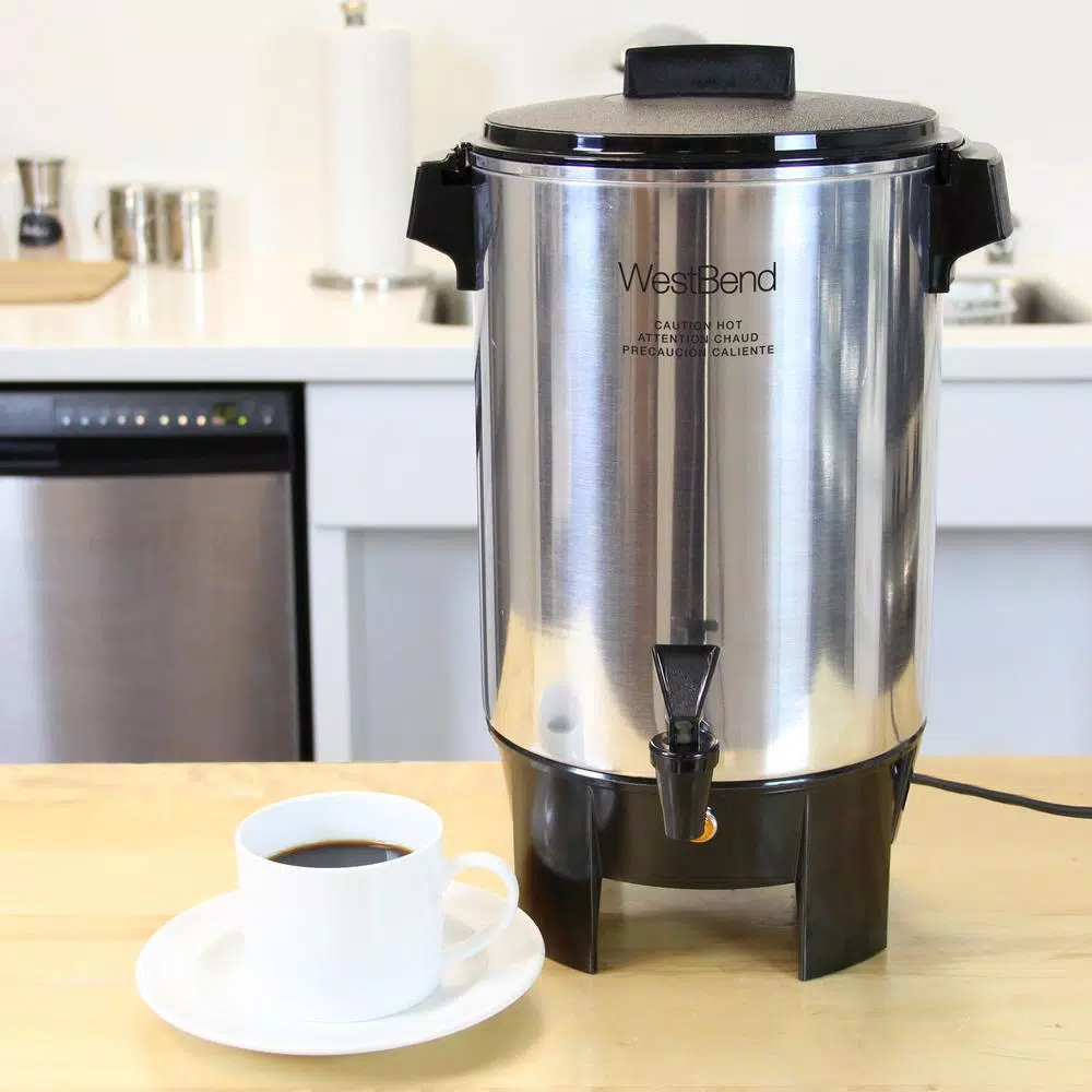 West Bend 30-Cup Commercial Aluminum Coffee Urn with Automatic Temperature Control and Quick Brewing