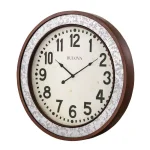 Bulova Grange 24 in. Cherry Wood and Galvanized Metal Round Wall Clock thumbnail 2
