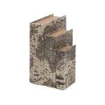 LITTON LANE Nautical Rectangular Synthetic Leather Book Boxes, Set of 3 - Dark Forest Green & Beige thumbnail 2