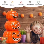 Costway 11 in. Orange Ceramic LED Halloween Pumpkin Lantern, Battery Powered Tabletop Decor thumbnail 7