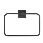 Italia Trieste Matte Black Wall Mount Towel Ring thumbnail 1