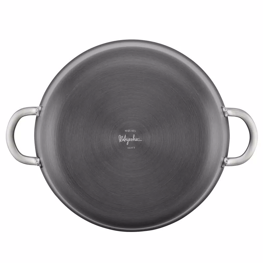 Ayesha Curry Ayesha Home Collection 10 Qt. Hard-Anodized Aluminum Nonstick Stock Pot with Glass Lid, Charcoal Gray