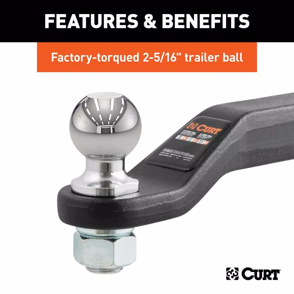 CURT Forged Steel Ball Mount, 2 in. Shank, 2 in. Drop, 15,000 lbs. Capacity, 2-5/16 in. Ball