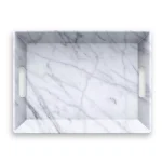 Unbranded Carrara Handle Melamine Serving Tray, White Rectangle Platter thumbnail 2
