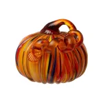 Glitzhome Multi-Striped Glass Short Pumpkin Set - 100% Handmade Glass Tabletop Decoration thumbnail 3