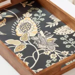 Home Decorators Collection Floral and Wood Decorative Rectangle Tray Set of 2 thumbnail 4