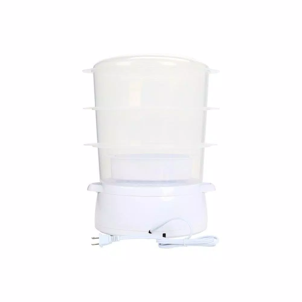 Rosewill 9.5 Qt. White Food Steamer and Rice Cooker, 800W with 3-Tier Baskets