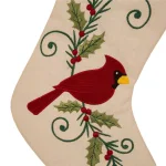 Glitzhome 21 in. Red Cardinal Embroidered Christmas Stockings, Polyester & Linen Blend (2-Pack) thumbnail 3