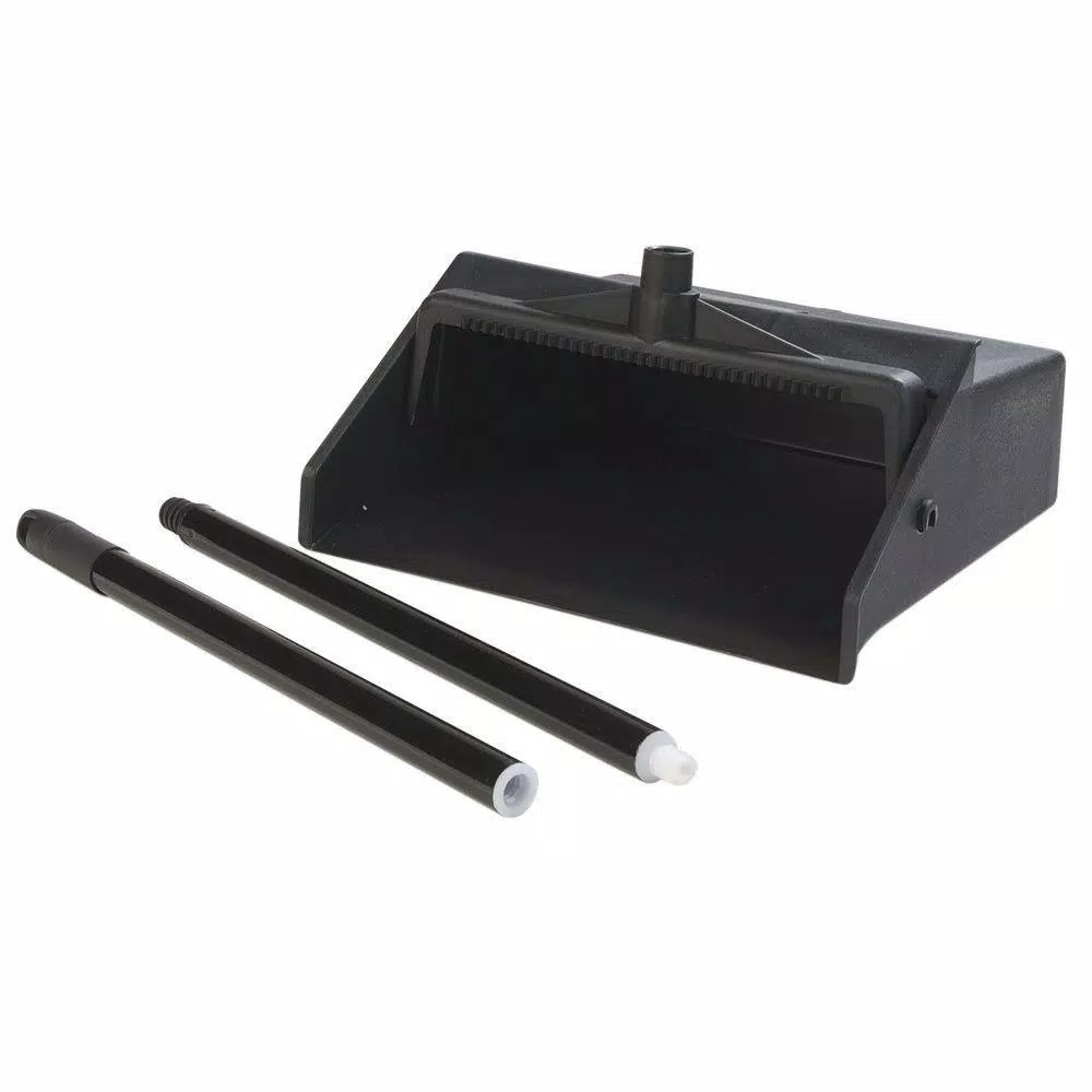 Carlisle 12 in. Black Lobby Dust Pan with 30 in. 2-Piece Metal Handle