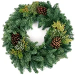 VAN ZYVERDEN 20 in. Live Fresh Cut Pacific Northwest Mixed Christmas Wreath with Pine Cones thumbnail 2