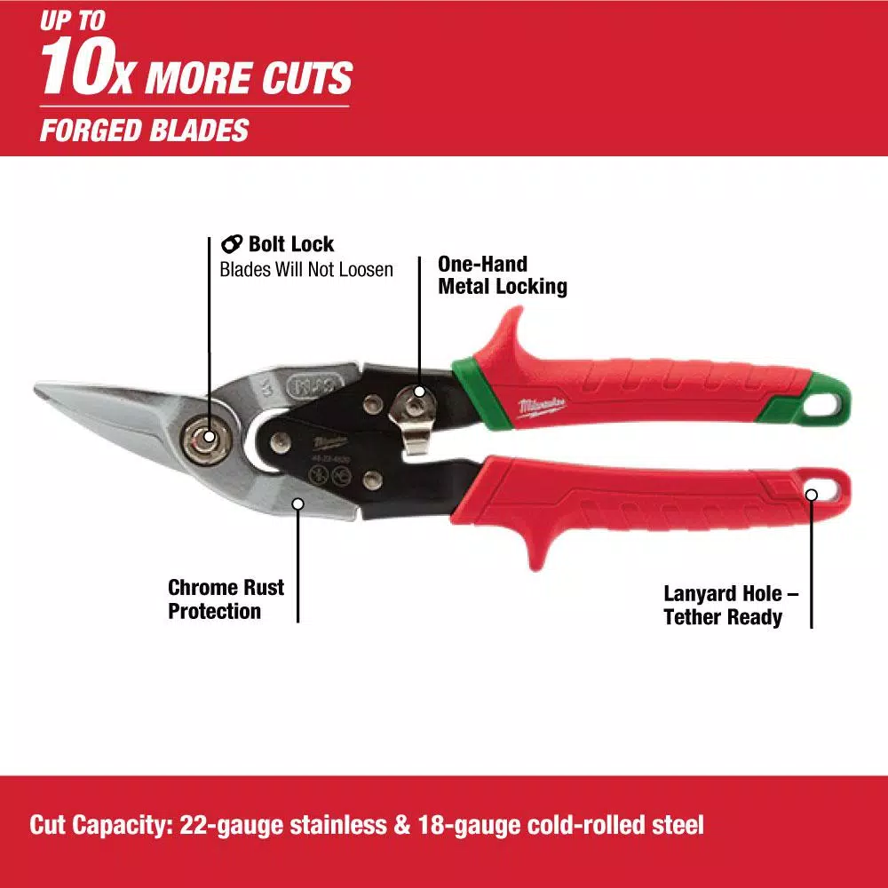 Milwaukee Aviation Snips 3-Pack - Left, Right, and Straight Cut Set