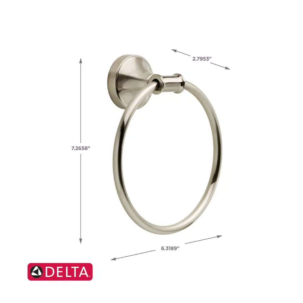 Delta Phoebe Brushed Nickel Towel Ring - Transitional Hand Towel Holder