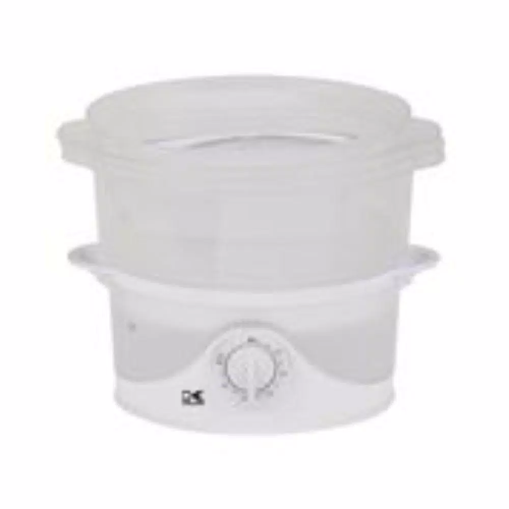 KALORIK 9.5 Qt. White Electric Food Steamer and Rice Cooker with 3-Tier Transparent Baskets and Built-In Timer