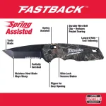 Milwaukee FASTBACK Camo Spring-Assisted Folding Knife with 2.92 in. Tanto Blade thumbnail 2