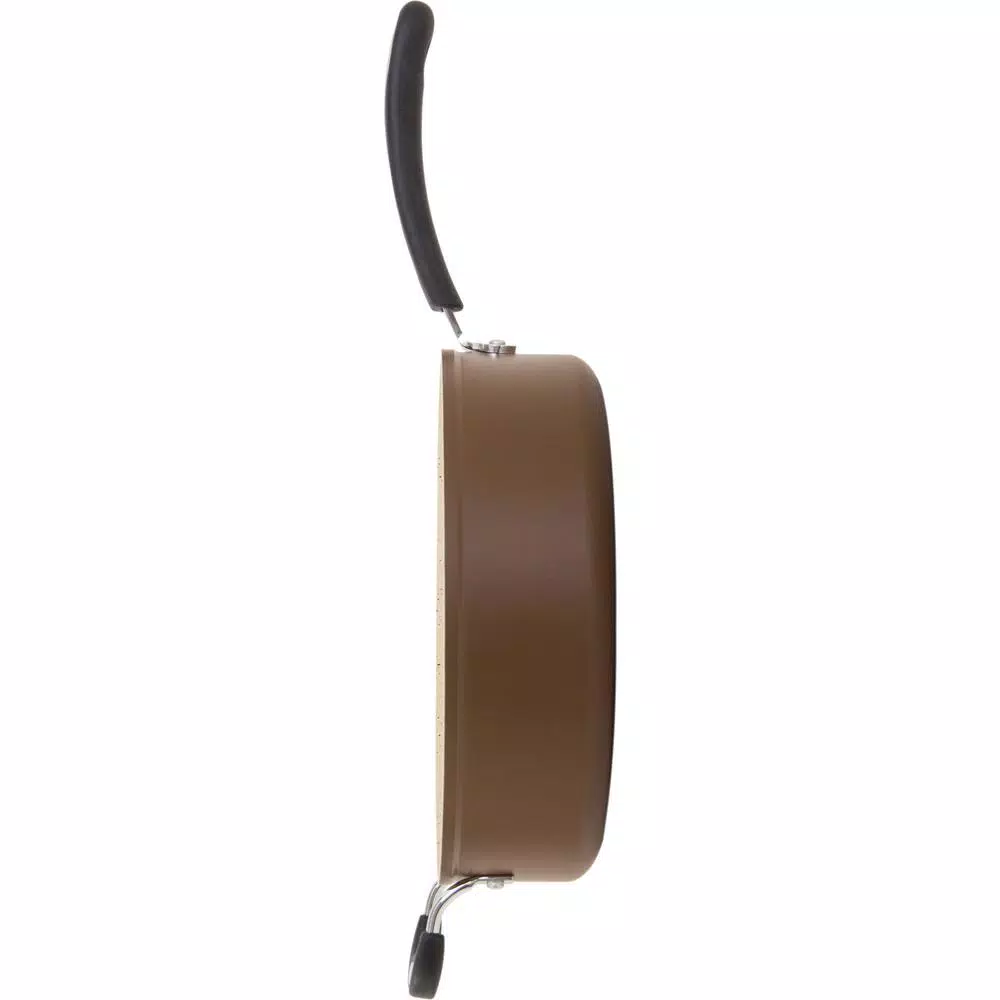 Ozeri Stone Earth 5.3 Qt. Aluminum Ceramic Nonstick Sauce Pan with Glass Lid, Coconut Brown