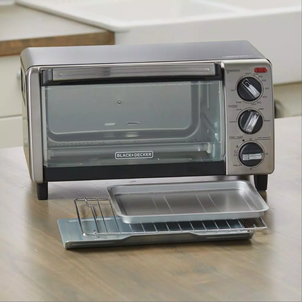 BLACK+DECKER 4-Slice Stainless Steel Convection Toaster Oven with EvenToast Technology
