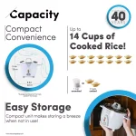 AROMA Simply Stainless 14-Cup Rice Cooker, White thumbnail 7
