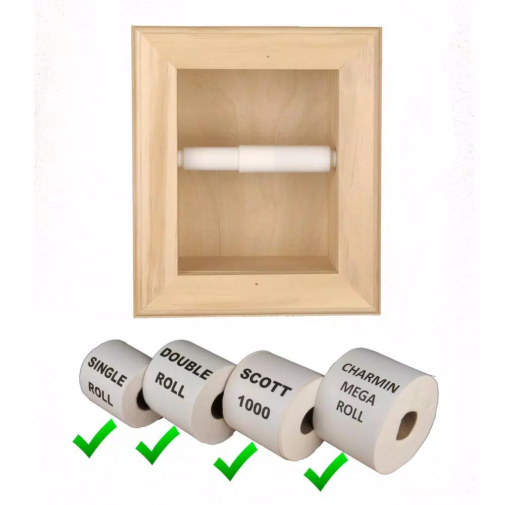 Unbranded Newton Solid Pine Recessed Toilet Paper Holder - Unfinished Niche Frame