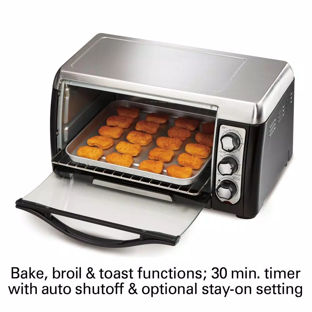 Hamilton Beach 6-Slice Convection Toaster Oven with Bake, Broil, and Toast Settings - Black