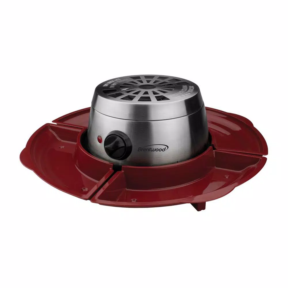 Brentwood Appliances Indoor Electric S'mores Maker with 4 Trays and 4 Roasting Forks, Silver/Red