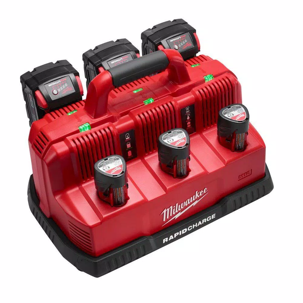 Milwaukee M12 and M18 Multi-Voltage 6-Port Sequential Rapid Battery Charger