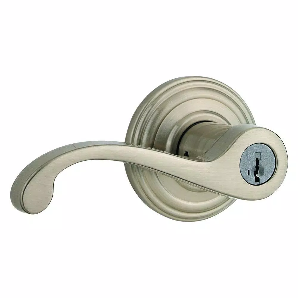Kwikset Commonwealth Satin Nickel Exterior Entry Door Lever with SmartKey Security