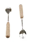 Mind Reader Silver Stainless Steel Rope Design Salad Serving Set - 2-Piece Spoon and Fork Utensil Set thumbnail 1