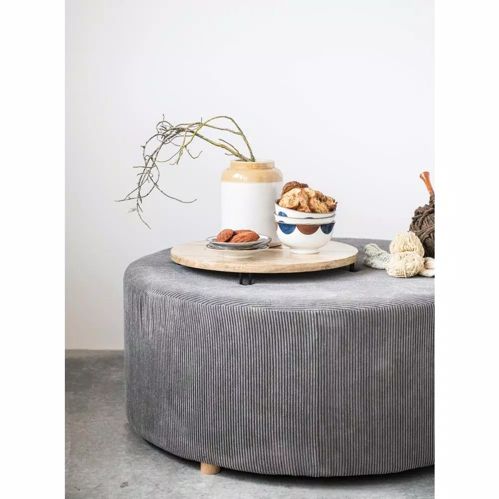 3R Studios 20 in. Brown Mango Wood Pedestal Serving Board with Metal Feet