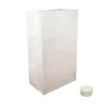 LUMABASE Luminaria Kit - 100 Flame Resistant White Paper Bags and Extended Burn Tea Light Candles thumbnail 1