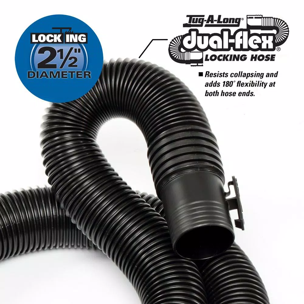 RIDGID 2-1/2 in. x 20 ft. Dual-Flex Tug-A-Long Locking Vacuum Hose for Wet/Dry Shop Vacuums