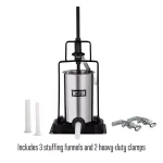 Weston 5 lb. Capacity Vertical Sausage Stuffer with Stainless Steel Canister and 3 Funnels thumbnail 2