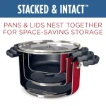 Farberware Neat Nest 6-Quart Aluminum Nonstick Saucepot with Glass Lid, Red thumbnail 5