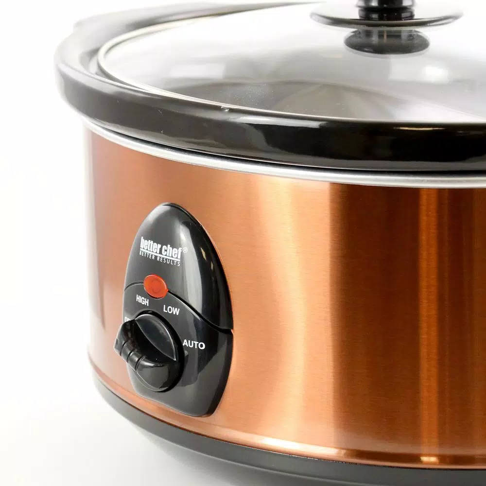 Better Chef 3.7 Qt. Copper Oval Slow Cooker with Removable Stoneware Pot