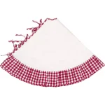 VHC Brands 48 in. Red Emmie Farmhouse Christmas Tree Skirt - Hand-Quilted Cotton with Ruffled Check Trim thumbnail 3