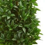 Nearly Natural 63-In. Bay Leaf Cone Topiary Artificial Tree with Polished White Planter thumbnail 2