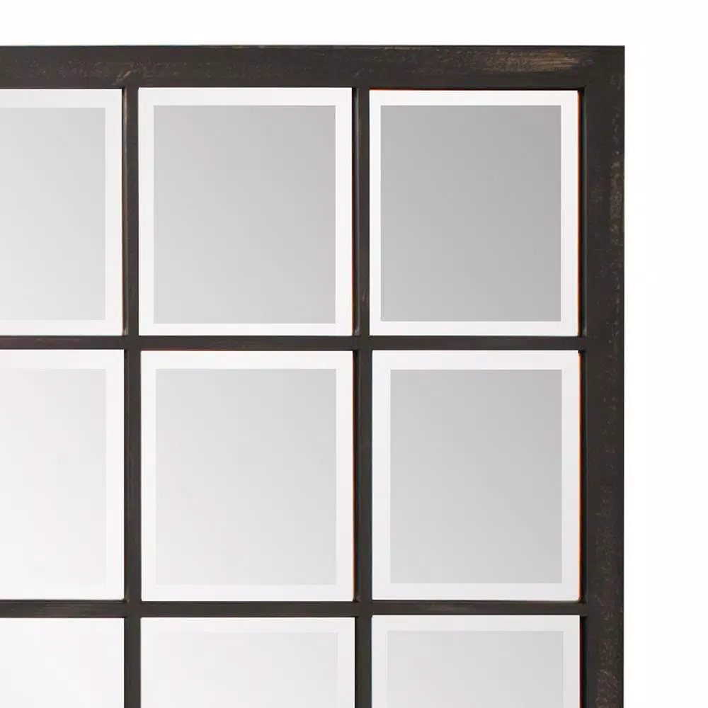 Unbranded Oil Rubbed Bronze Beveled Glass Windowpane Style Accent Mirror, 34 in. x 38 in.