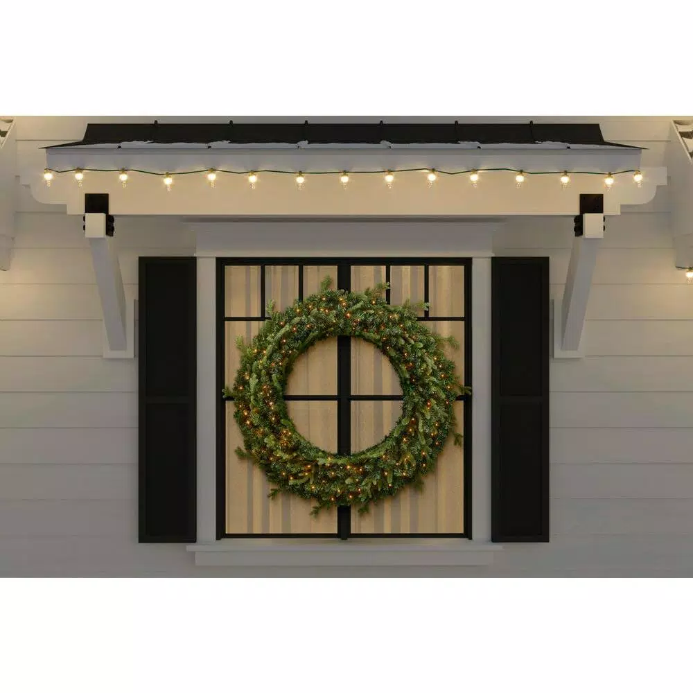 Home Accents Holiday 48 in. Jackson Noble Fir Artificial Wreath with 200 Warm White LED Micro Dot Lights