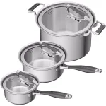 CookCraft by Candace 6-Piece Tri-Ply Stainless Steel Cookware Set with Patented Latch Lids thumbnail 1