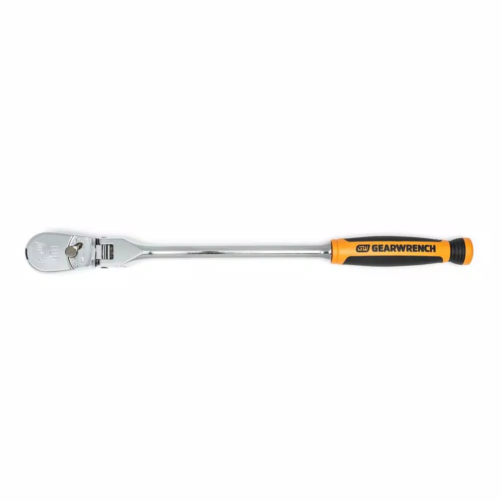 GEARWRENCH 3/8 in. Drive 90-Tooth Dual Material Flex Head Teardrop Ratchet, 13.65 in.