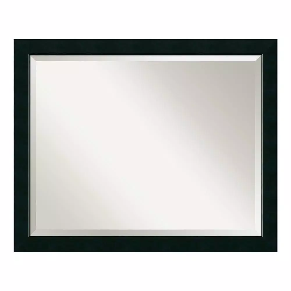 Amanti Art Nero 31.25 in. W x 25.25 in. H Rectangular Framed Bathroom Vanity Mirror, Satin Black