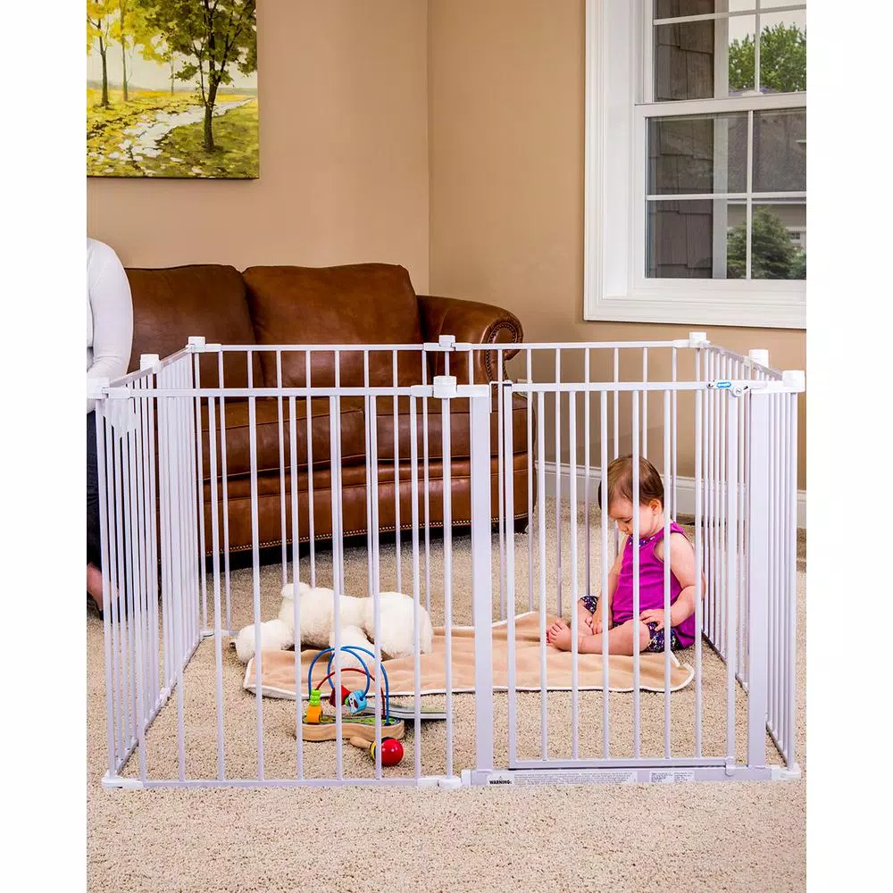 Regalo 28" 4-in-1 Configurable Metal Safety Gate and Play Yard, Super Wide Hardware Mount