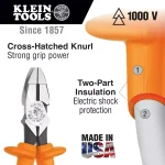 Klein Tools 9 in. Insulated Side-Cutting Crimping Pliers, 1,000V Rated thumbnail 2