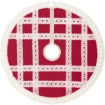 VHC Brands 21 in. Red Margot Farmhouse Christmas Tree Skirt with Diamond Cut Lace thumbnail 1