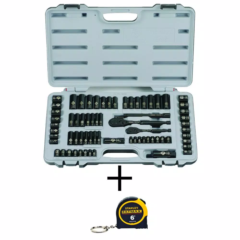 Stanley 69-Piece SAE Mechanics Tool Set with 1/4 in. & 3/8 in. Drive and FATMAX 6 ft. Tape Measure