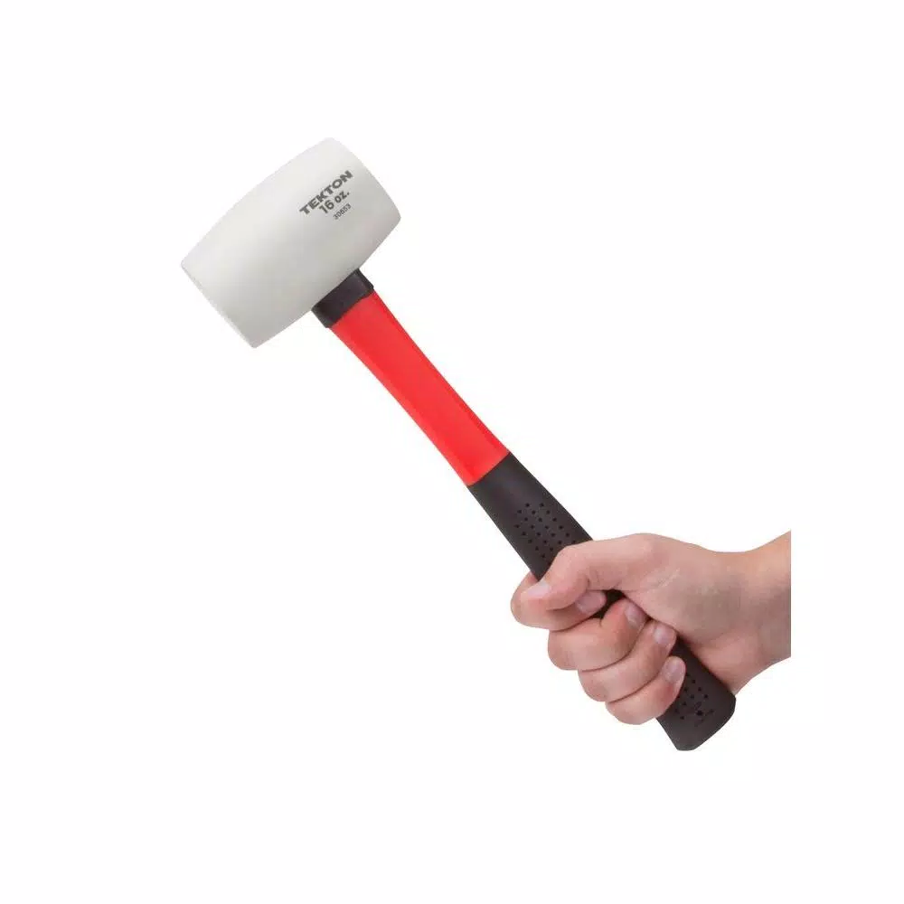 TEKTON 16 oz. White Rubber Mallet with Fiberglass Handle