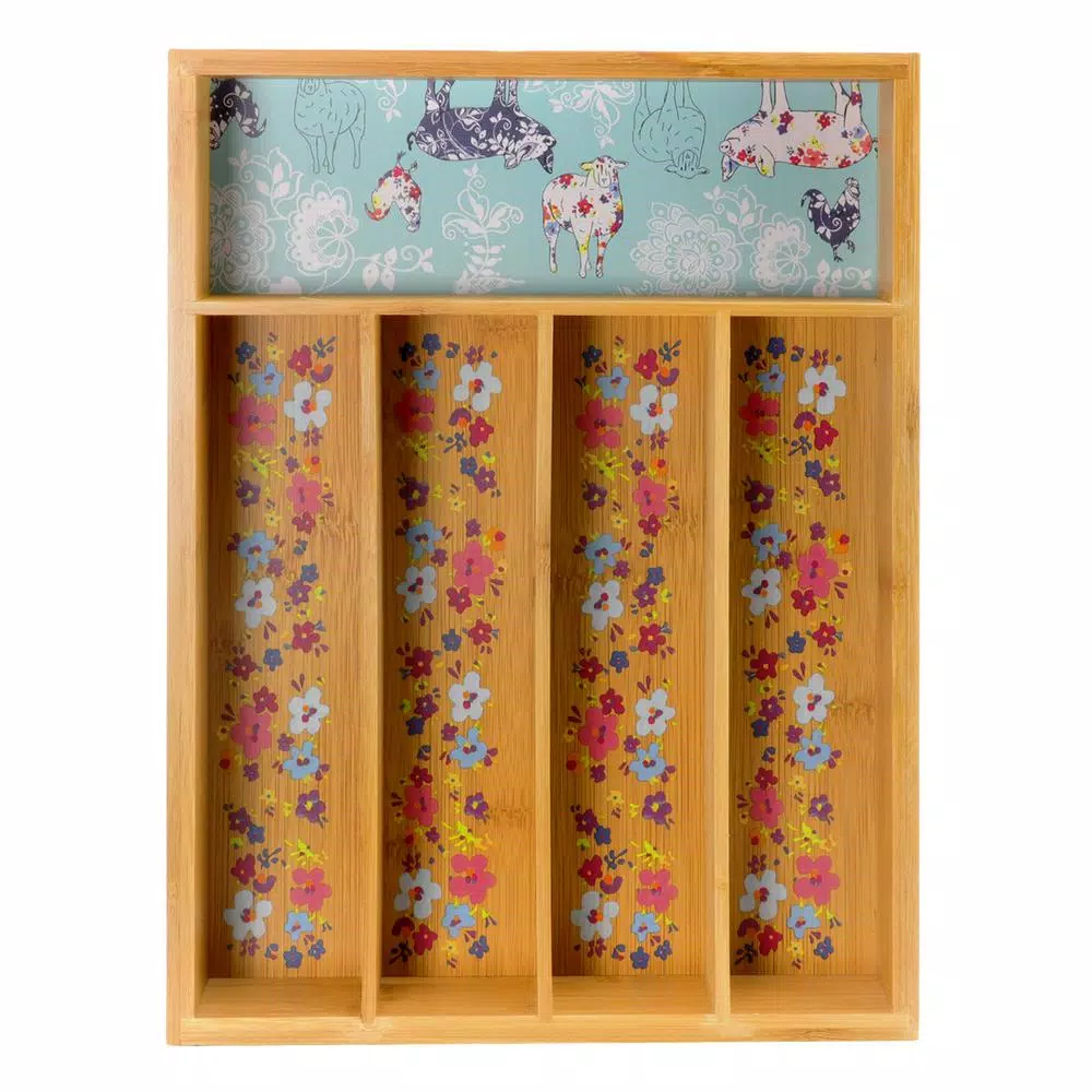 Urban Market Gibson's Urban Market Life on the Farm 5-Compartment Bamboo Utensil Tray