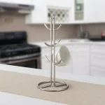 Home Basics Satin Nickel Metal Mug Tree Holder - 6 Hook Coffee and Tea Cup Display Rack thumbnail 3