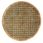 3R Studios Handwoven Beige and Green Rattan Wall Decor - Coastal Tropical Style Wall Hanging thumbnail 1