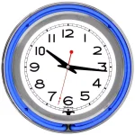 Trademark Blue Double Ring Neon Wall Clock - 14 in. Retro Chrome Design thumbnail 1