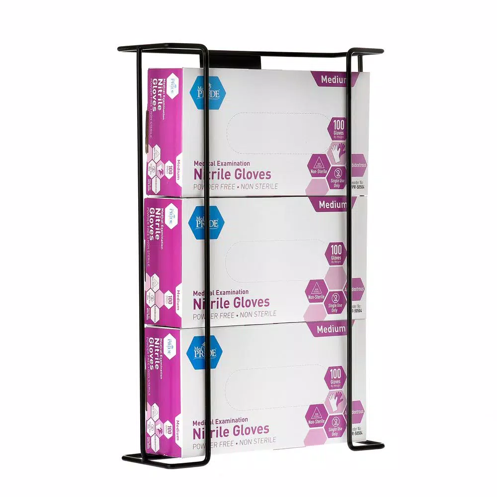 Alpine Industries Triple Box Metal Wire Wall Mounted Glove Dispenser - Black